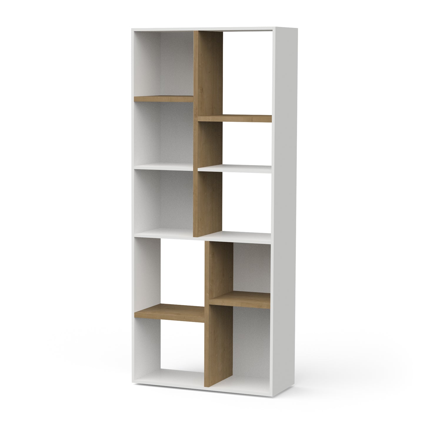 Luna Large 78cm White and Oak Bookshelf Organiser - FurniComp