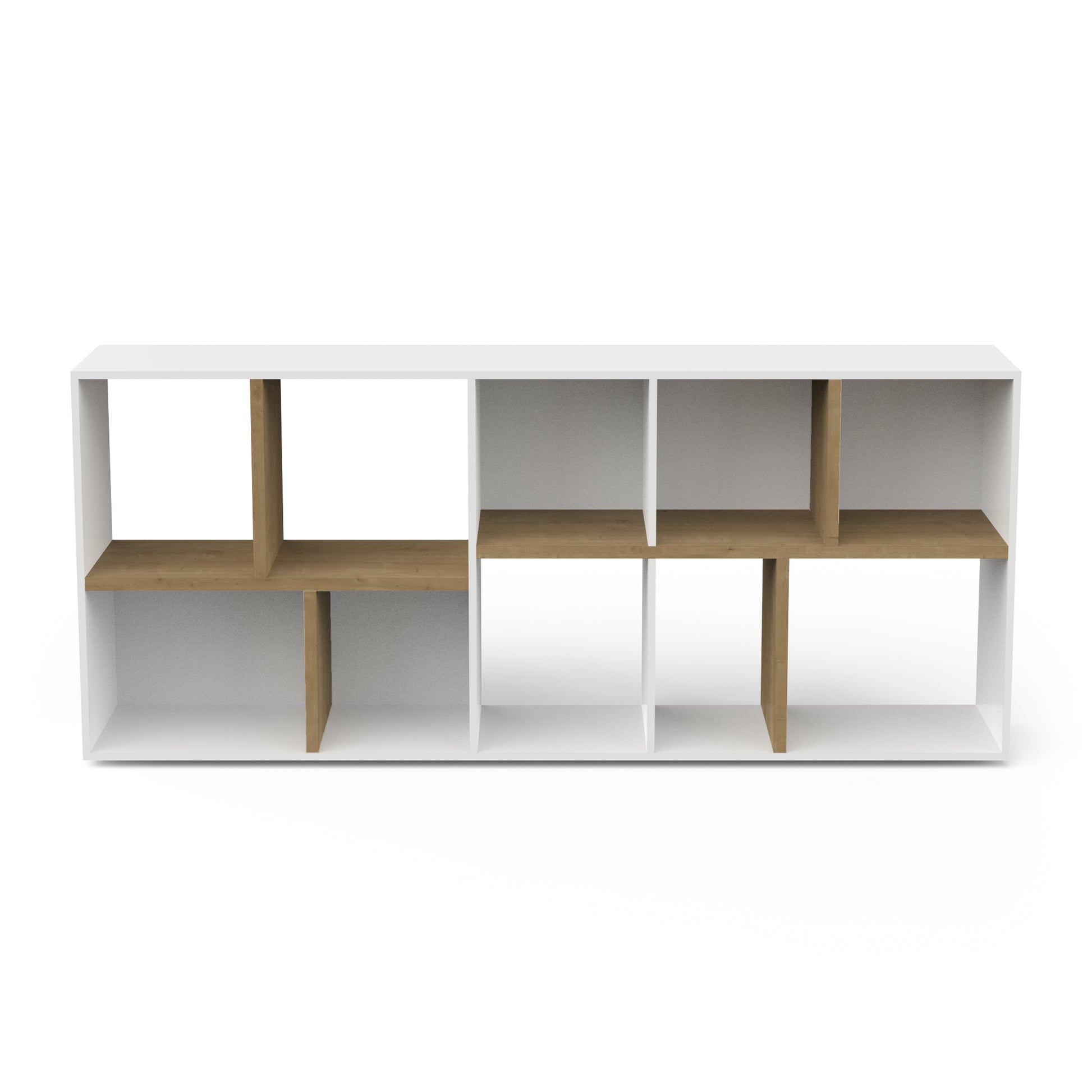 Luna Large 78cm White and Oak Bookshelf Organiser - FurniComp