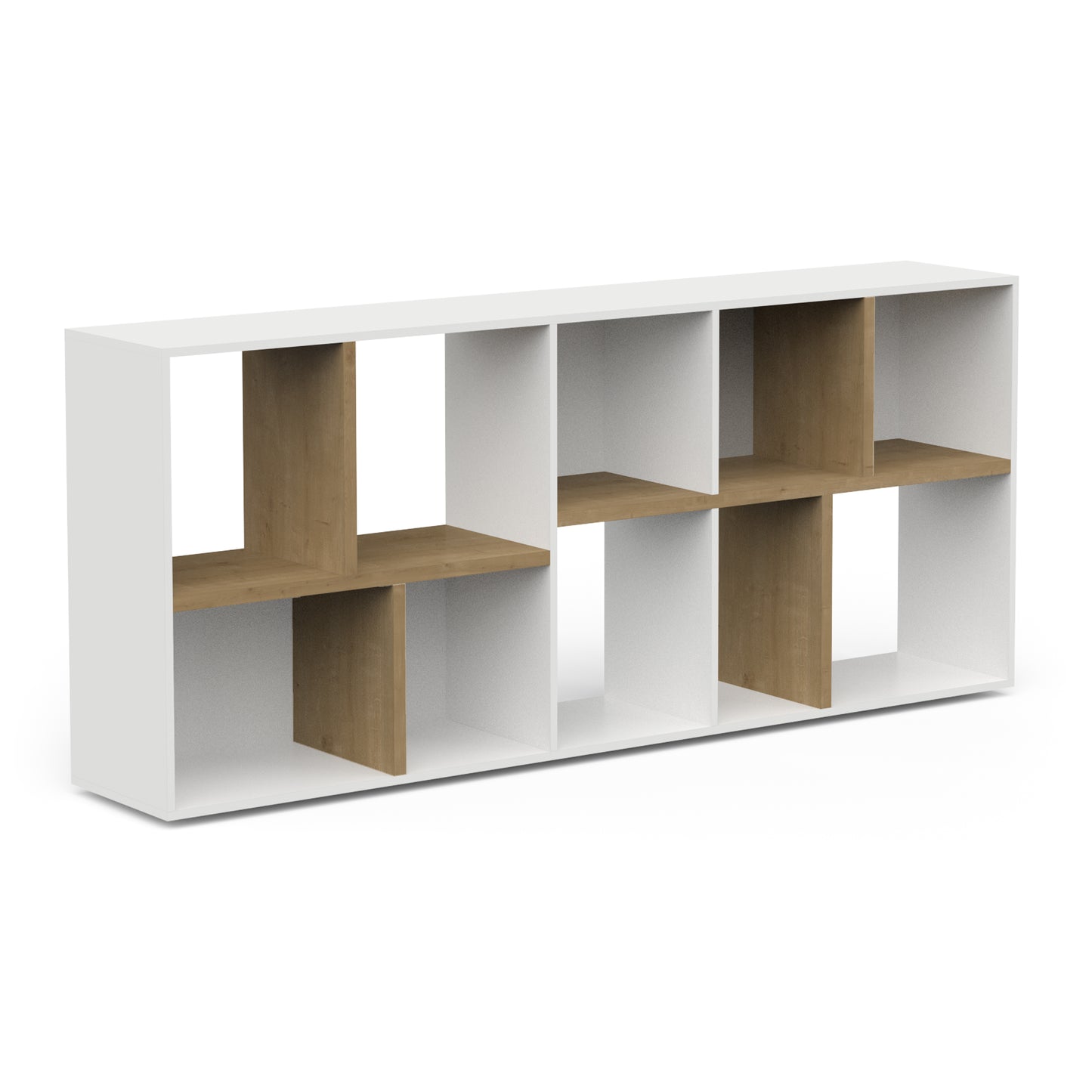 Luna Large 78cm White and Oak Bookshelf Organiser - FurniComp