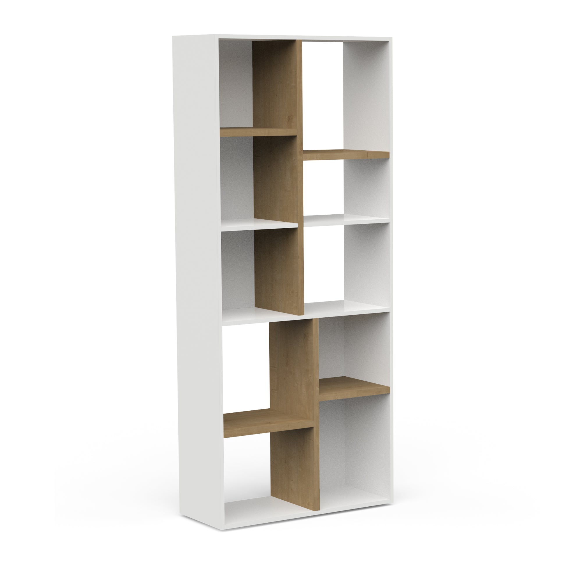 Luna Large 78cm White and Oak Bookshelf Organiser - FurniComp