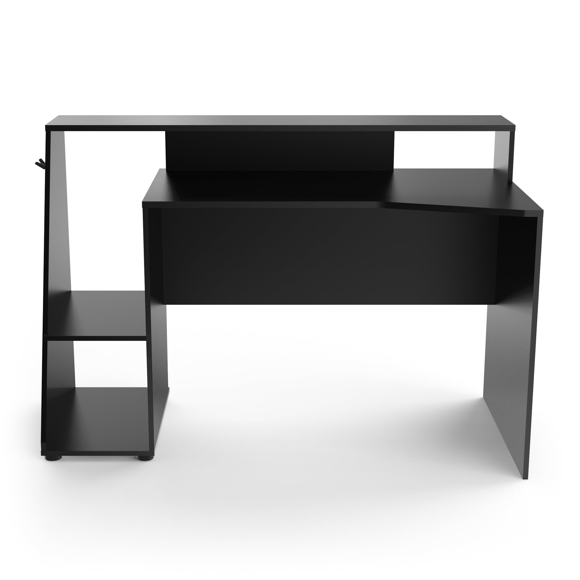 Luna 138cm Black Gaming Desk with Hutch - FurniComp