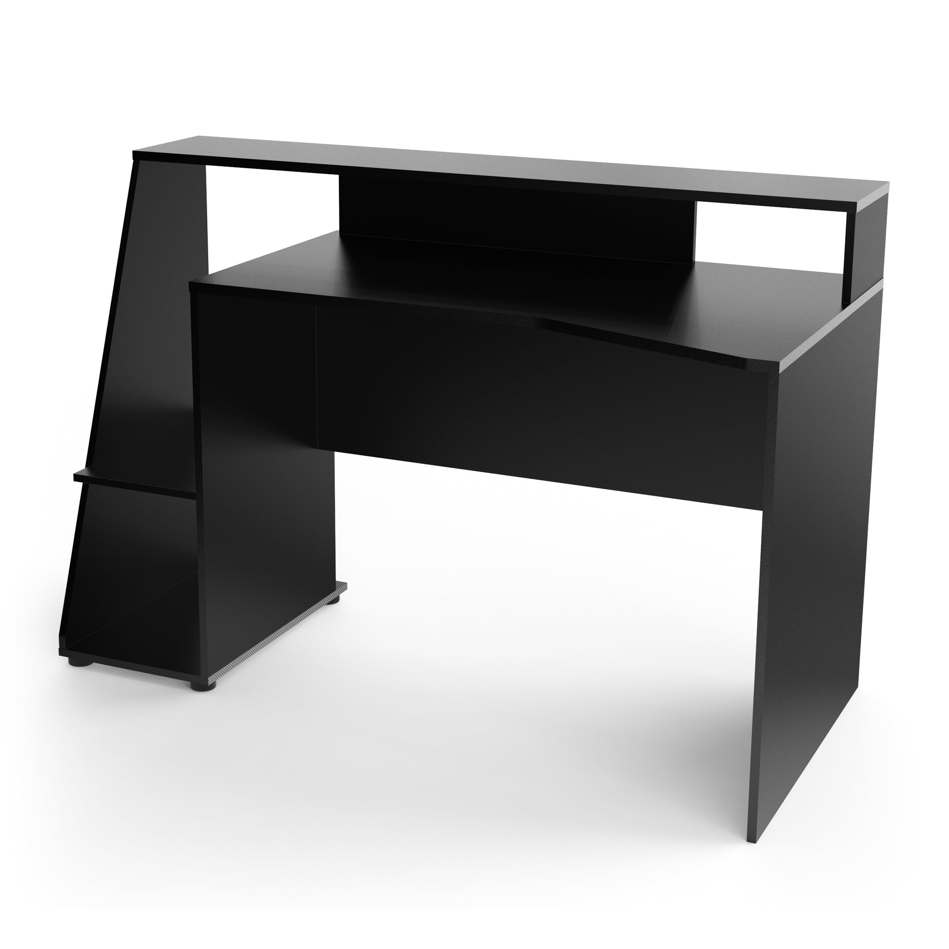 Luna 138cm Black Gaming Desk with Hutch - FurniComp