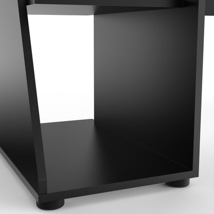 Luna 138cm Black Gaming Desk with Hutch - FurniComp