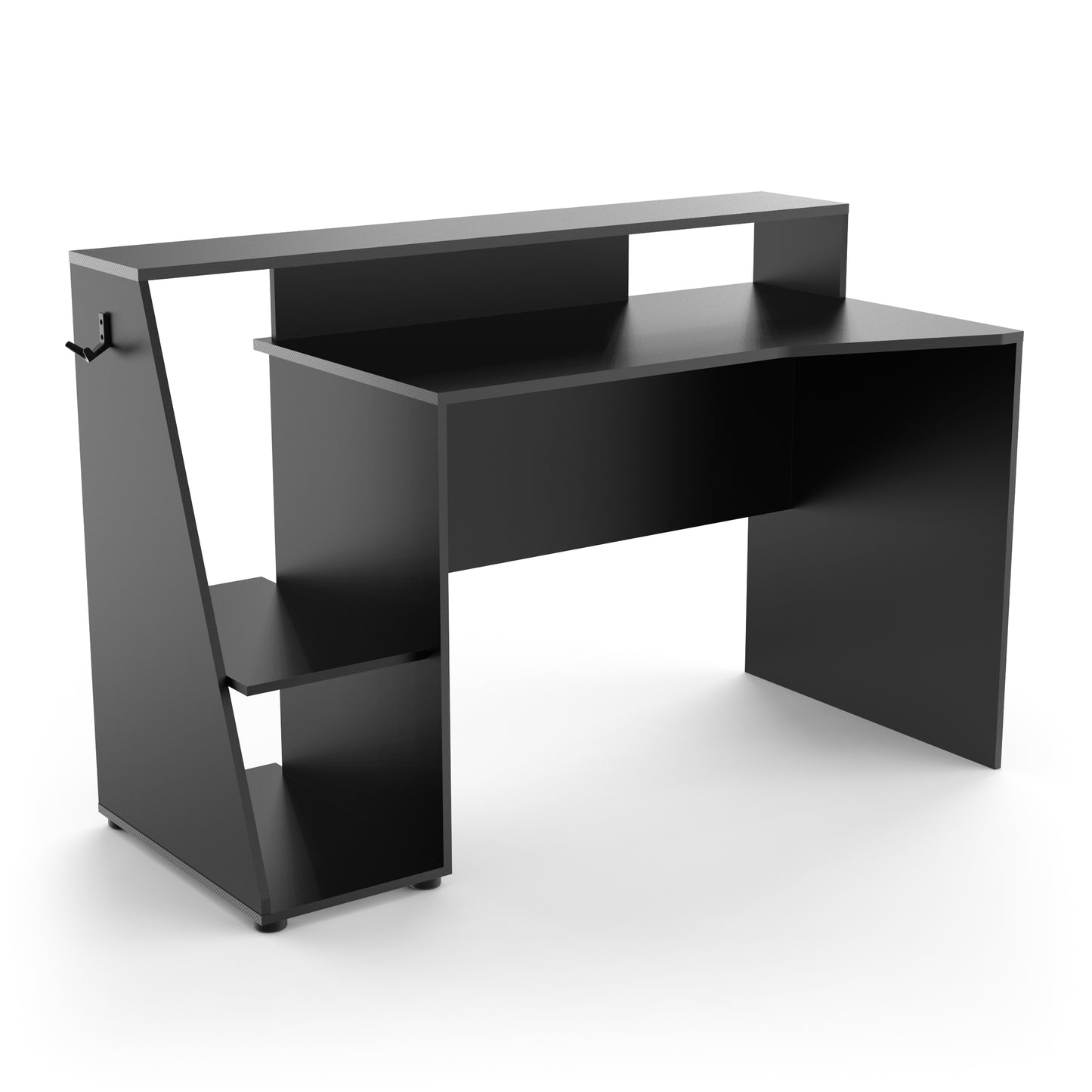 Luna 138cm Black Gaming Desk with Hutch - FurniComp