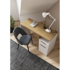 Luna White and Oak Office Study Desk with Storage Drawer and Cupboard - FurniComp