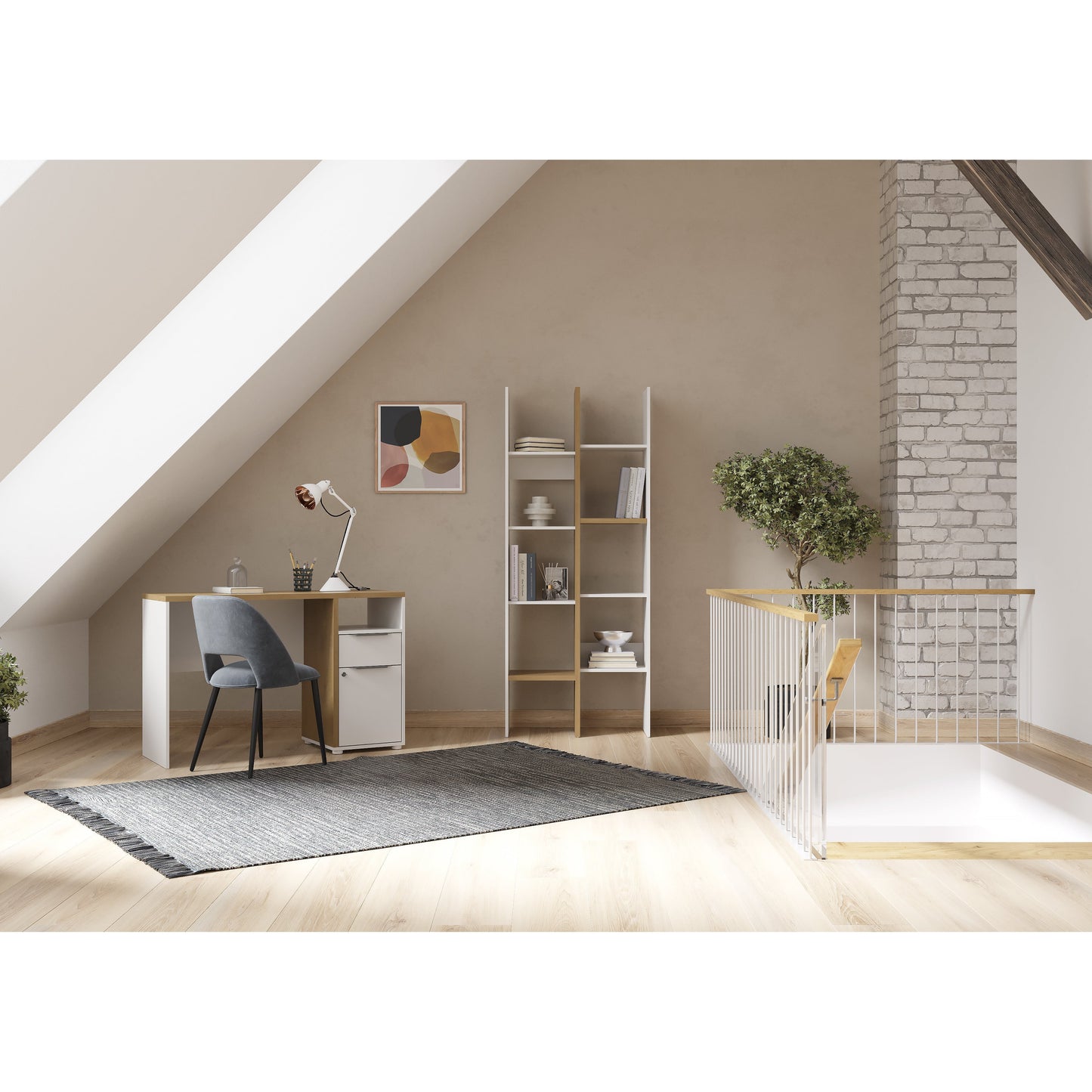 Luna 75cm White and Oak Open Back Bookshelf Organiser - FurniComp