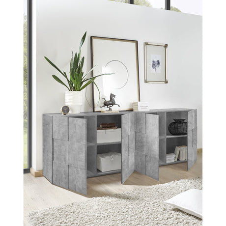 Lyon 4 Door Large Concrete Grey Sideboard - FurniComp