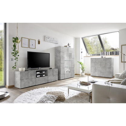 Lyon 4 Door Large Concrete Grey Sideboard - FurniComp