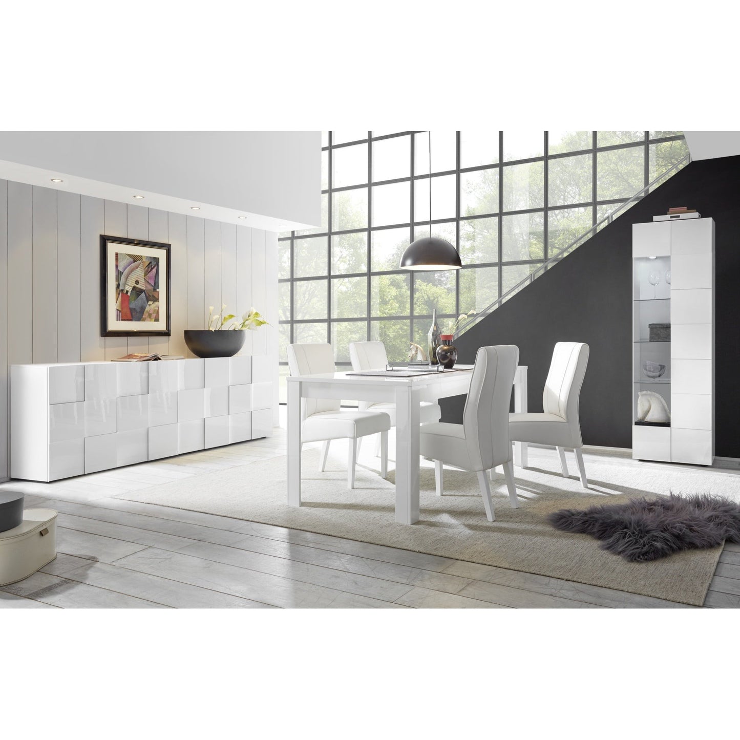 Lyon 4 Door Large White Gloss Sideboard - FurniComp