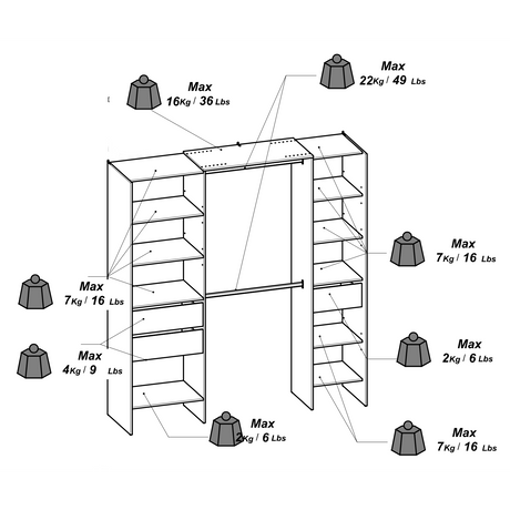 Mable 3 Drawer Open Wardrobe with Shelves & Rail - Kronberg Oak - FurniComp