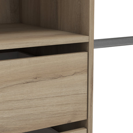 Mable 3 Drawer Open Wardrobe with Shelves & Rail - Kronberg Oak - FurniComp