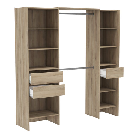 Mable 3 Drawer Open Wardrobe with Shelves & Rail - Kronberg Oak - FurniComp