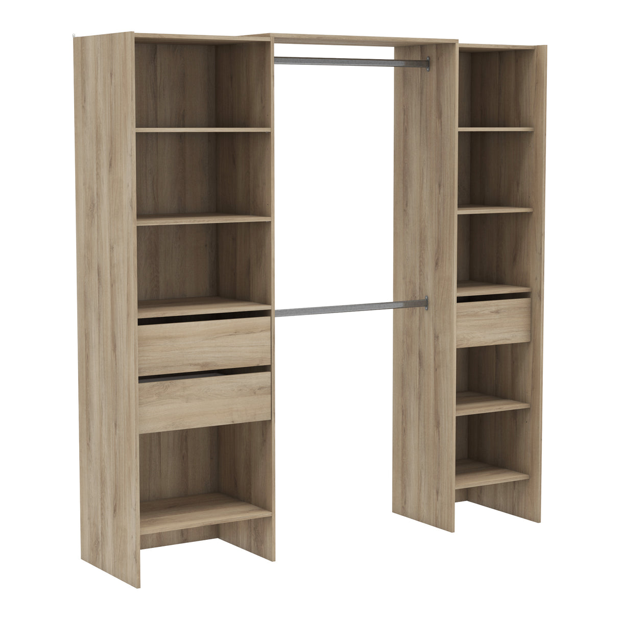 Mable 3 Drawer Open Wardrobe with Shelves & Rail - Kronberg Oak - FurniComp