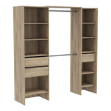 Mable 3 Drawer Open Wardrobe with Shelves & Rail - Kronberg Oak - FurniComp
