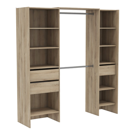 Mable 3 Drawer Open Wardrobe with Shelves & Rail - Kronberg Oak - FurniComp