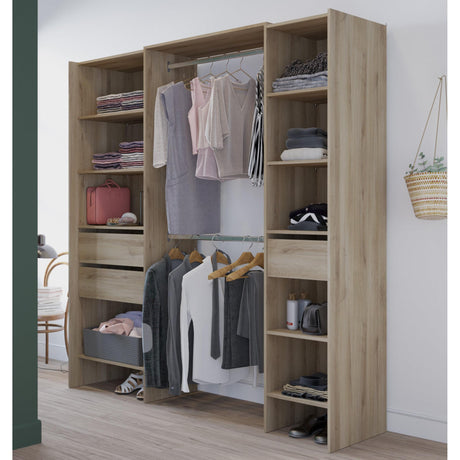 Mable 3 Drawer Open Wardrobe with Shelves & Rail - Kronberg Oak - FurniComp