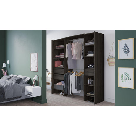 Mable 3 Drawer Open Wardrobe with Shelves & Rail - Oak - FurniComp