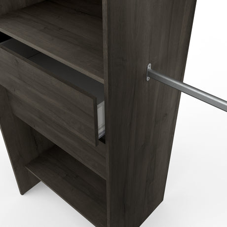 Mable 3 Drawer Open Wardrobe with Shelves & Rail - Oak - FurniComp