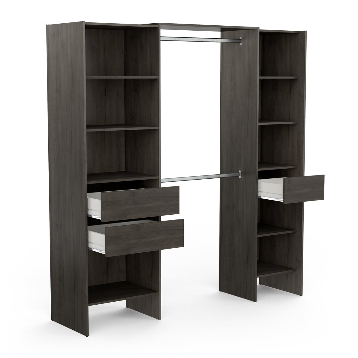 Mable 3 Drawer Open Wardrobe with Shelves & Rail - Oak - FurniComp