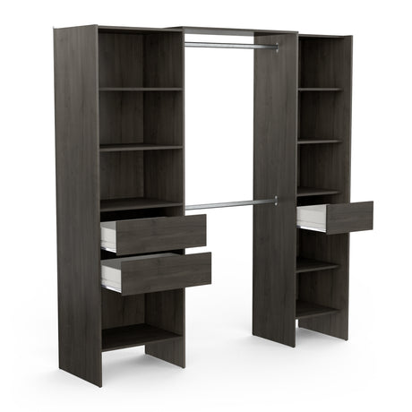 Mable 3 Drawer Open Wardrobe with Shelves & Rail - Oak - FurniComp