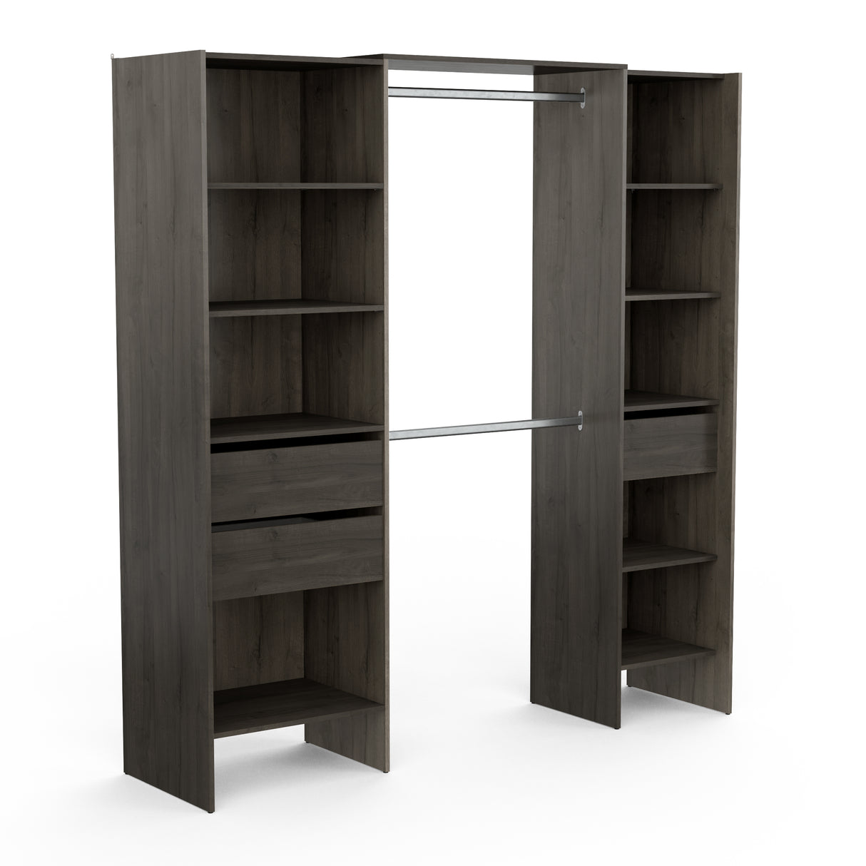 Mable 3 Drawer Open Wardrobe with Shelves & Rail - Oak - FurniComp