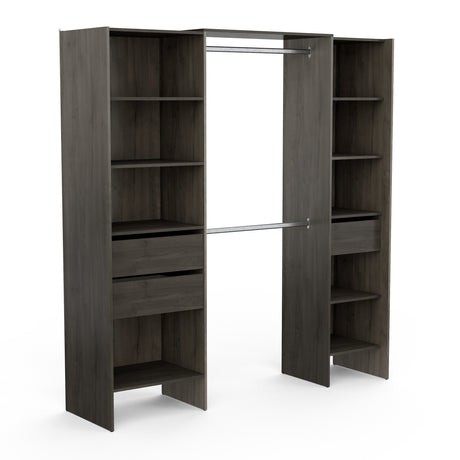 Mable 3 Drawer Open Wardrobe with Shelves & Rail - Oak - FurniComp
