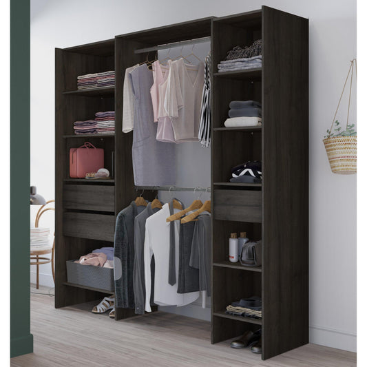 Mable 3 Drawer Open Wardrobe with Shelves & Rail - Oak - FurniComp