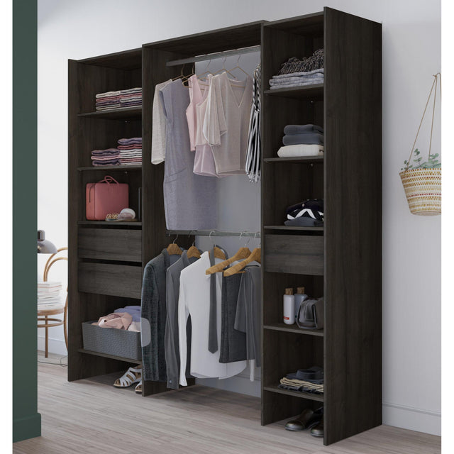 Mable 3 Drawer Open Wardrobe with Shelves & Rail - Oak - FurniComp