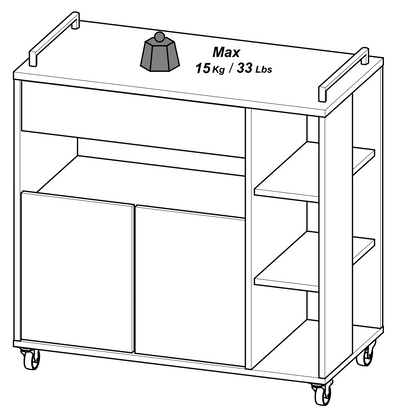Marlin Kitchen Pantry Storage Trolley - Matt Black & Oak - FurniComp