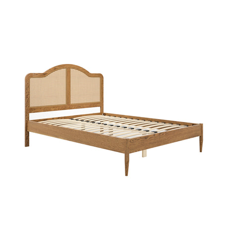 Martin Smoked Wood Rattan Style Bed Frame - FurniComp