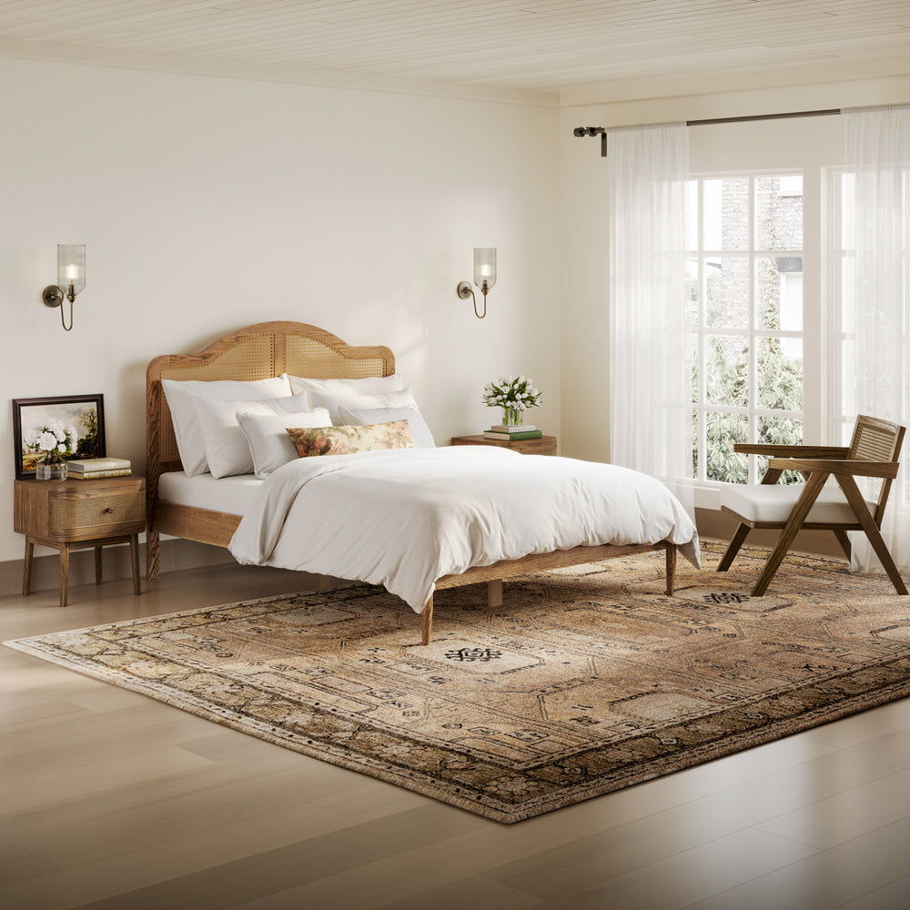 Martin Smoked Wood Rattan Style Bed Frame - FurniComp