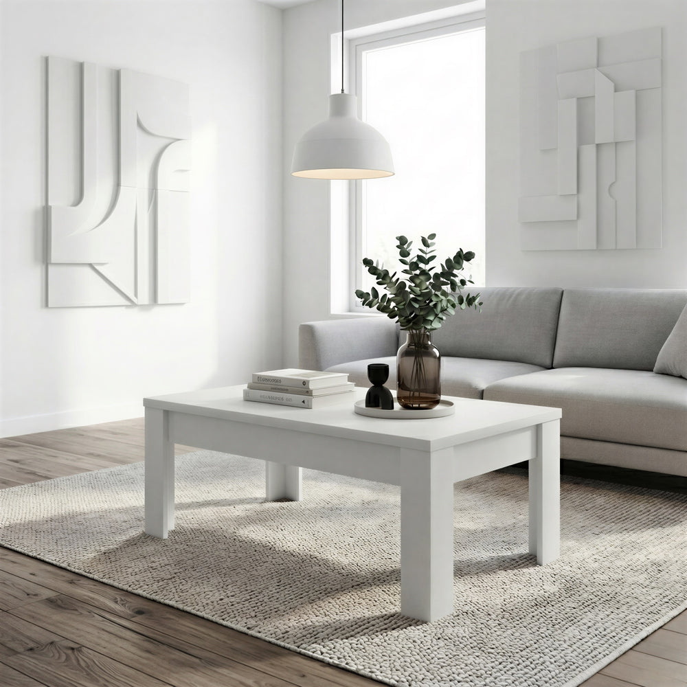 Ashley Rectangular Coffee Table- Matt White - FurniComp
