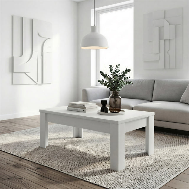Ashley Rectangular Coffee Table- Matt White - FurniComp