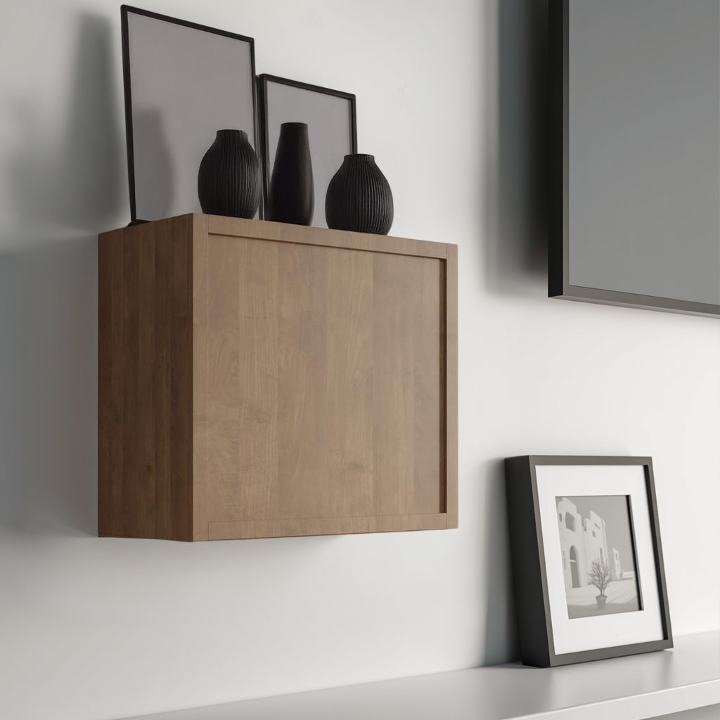 Combo 55cm Floating Wall Cube With Framed Door - Mercure Oak COM-81T-01 - FurniComp