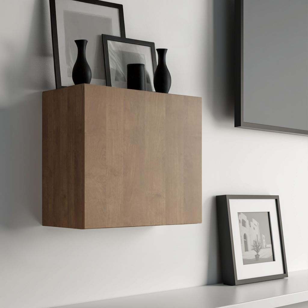 Combo 55cm Floating Wall Cube With Door - Mercure Oak COM-81-02 - FurniComp