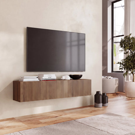 Combo 138cm Floating Wall Hung Ridged TV Unit - Mercure Oak - FurniComp