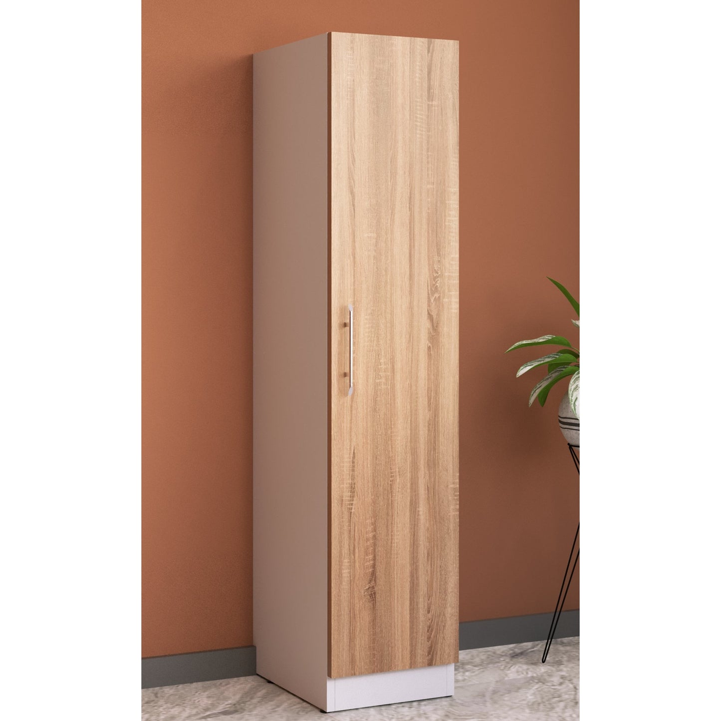 Mia White and Oak 1 Door Wardrobe - FurniComp