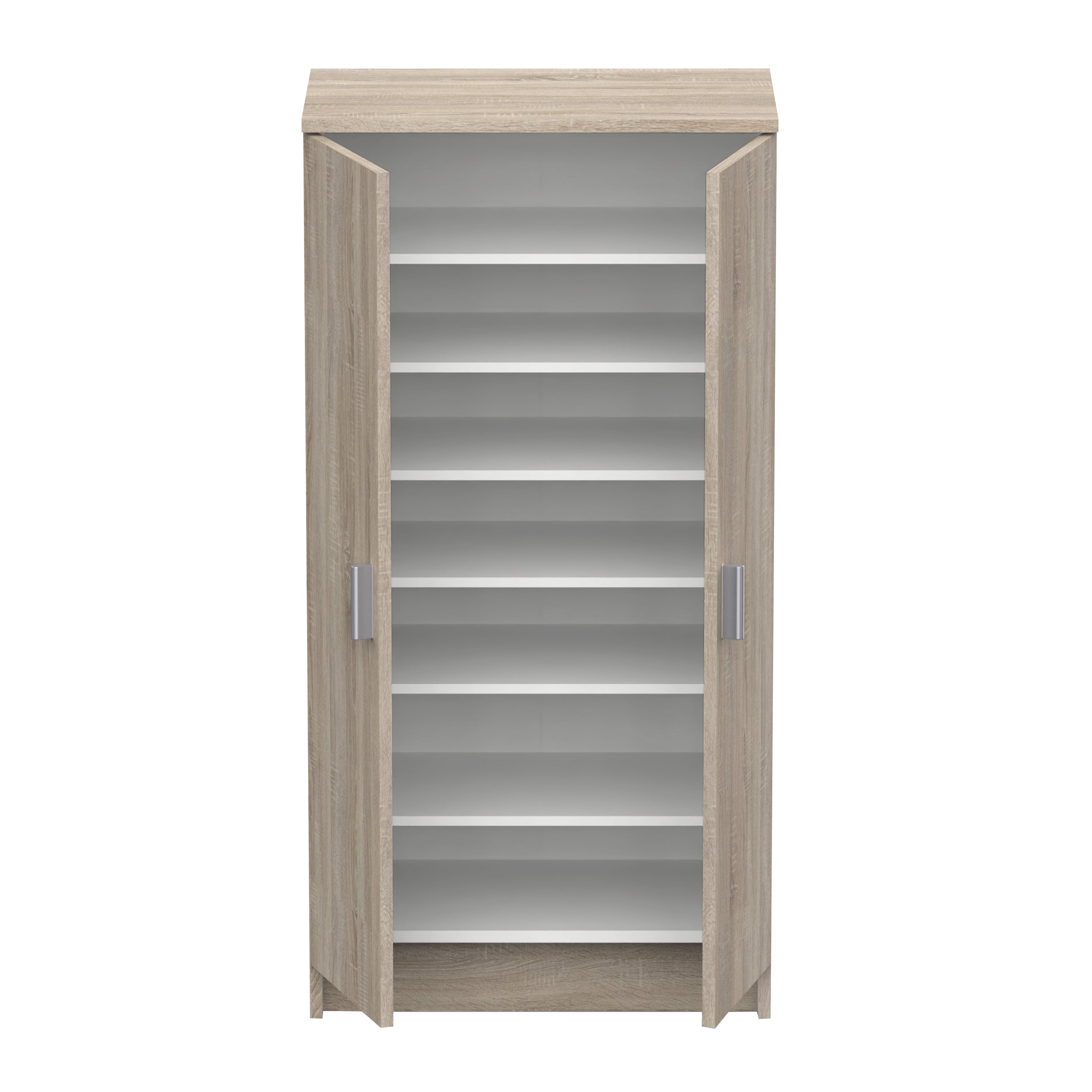 Milano Oak Effect 21 Pair Shoe Storage Cabinet with Doors - FurniComp