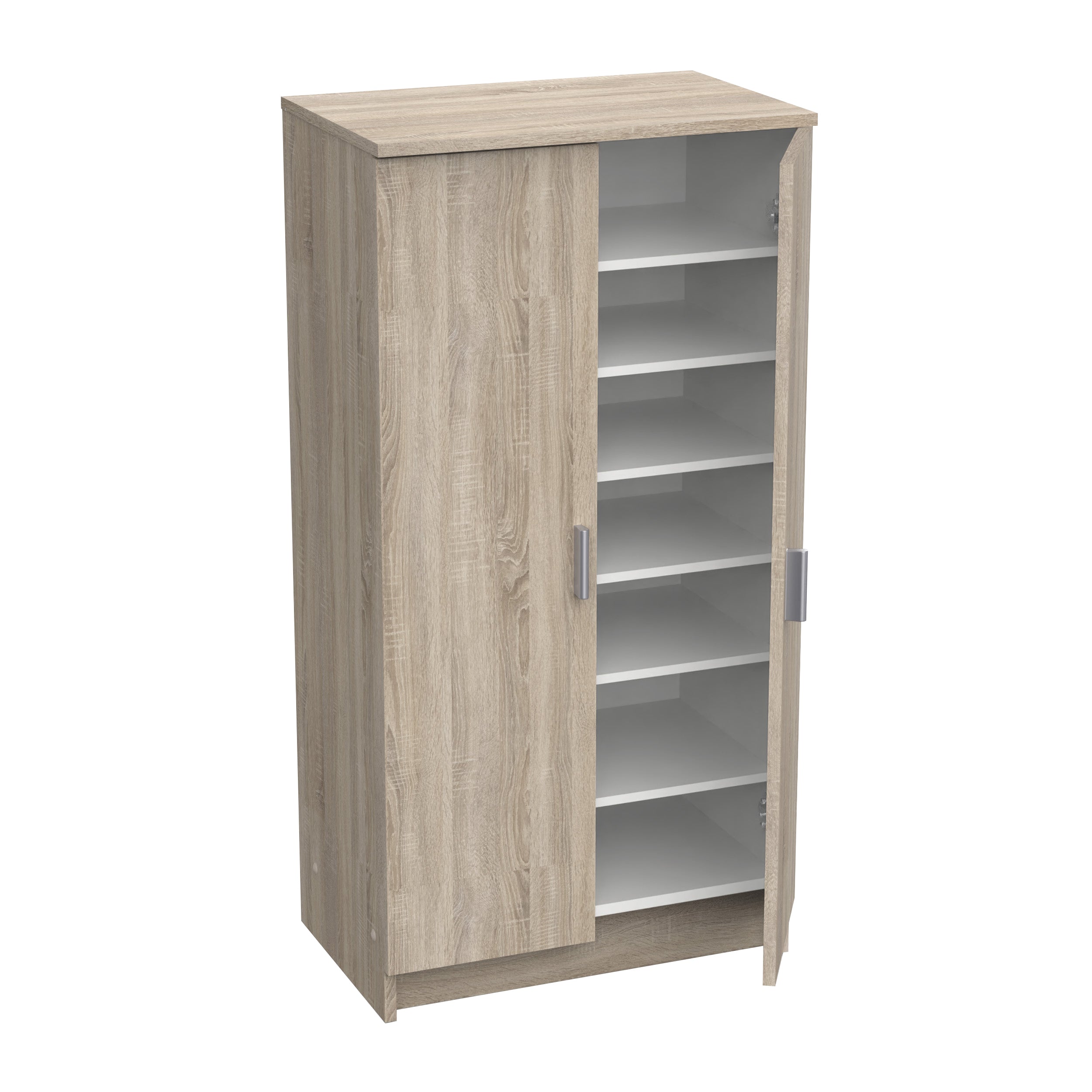 Milano Oak Effect 21 Pair Shoe Storage Cabinet with Doors - FurniComp
