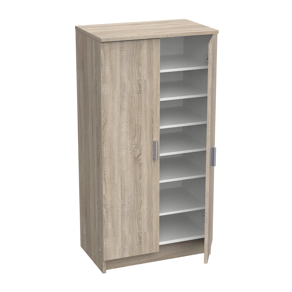 Milano Oak Effect 21 Pair Shoe Storage Cabinet with Doors - FurniComp
