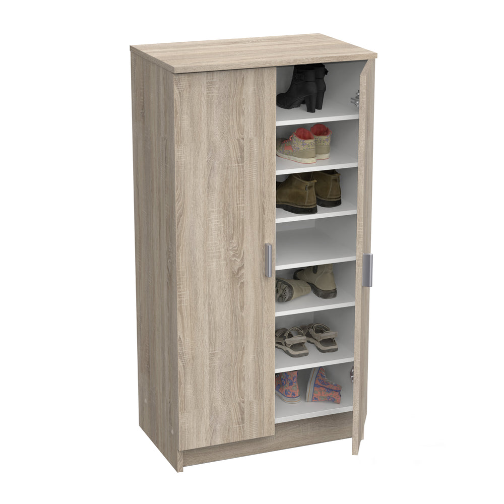 Milano Oak Effect 21 Pair Shoe Storage Cabinet with Doors - FurniComp