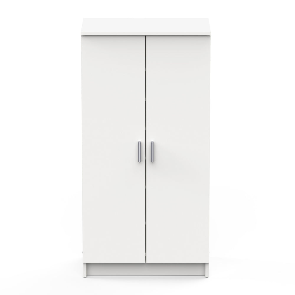 Milano White 21 Pair Shoe Storage Cabinet with Doors - FurniComp