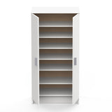 Milano White 21 Pair Shoe Storage Cabinet with Doors - FurniComp