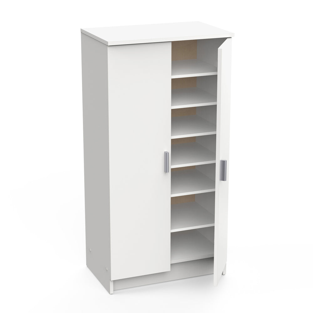 Milano White 21 Pair Shoe Storage Cabinet with Doors - FurniComp