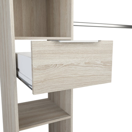 Millie 2 Drawer Open Wardrobe with Textile Curtain - Shannon Oak - FurniComp