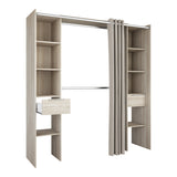 Millie 2 Drawer Open Wardrobe with Textile Curtain - Shannon Oak - FurniComp