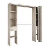 Millie 2 Drawer Open Wardrobe with Textile Curtain - Shannon Oak - FurniComp