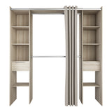 Millie 2 Drawer Open Wardrobe with Textile Curtain - Shannon Oak - FurniComp