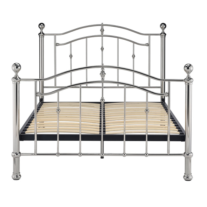 Mira Chrome with Crystal Finials Metal Bed Frame - FurniComp