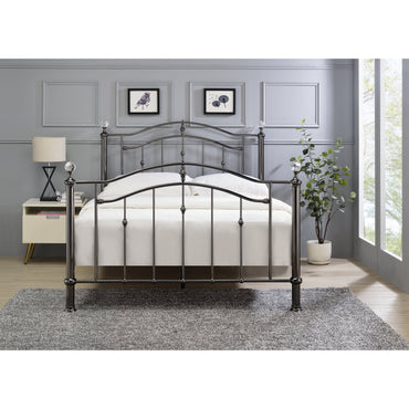 Mira Black Chrome with Crystal Finials Metal Bed Frame - FurniComp